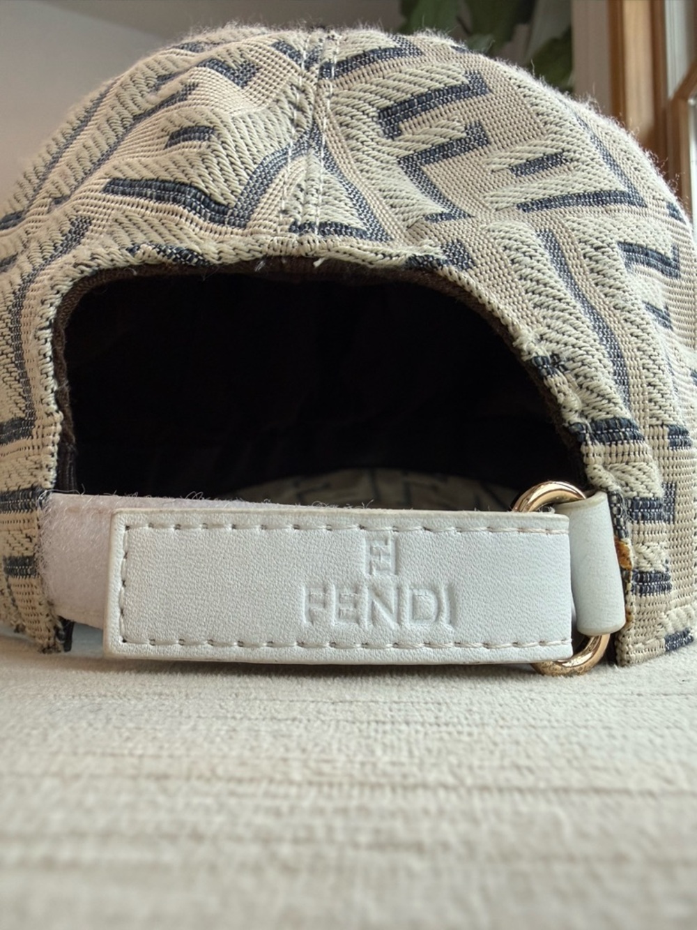 Fendi Ivory & Navy Monogram Baseball Cap - Picture 2 of 7